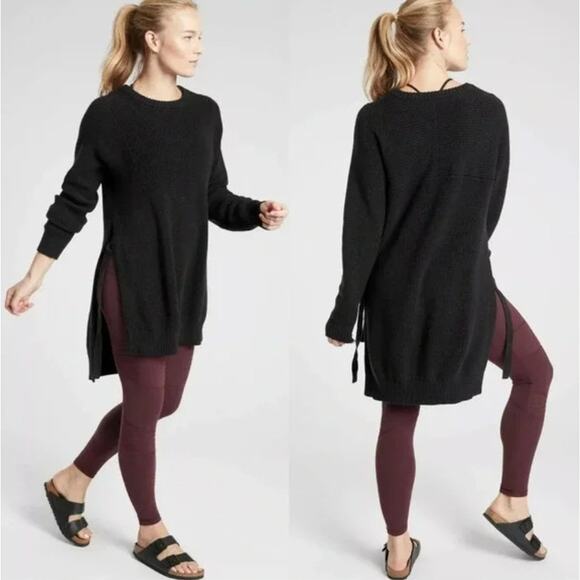 Athleta black ribbed west end tunic sweater - Picture 1 of 3
